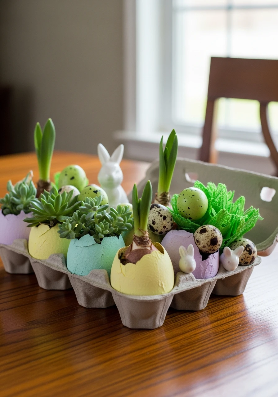 Egg Carton Planter - 50 Best Easter Centerpiece Ideas for Your Home