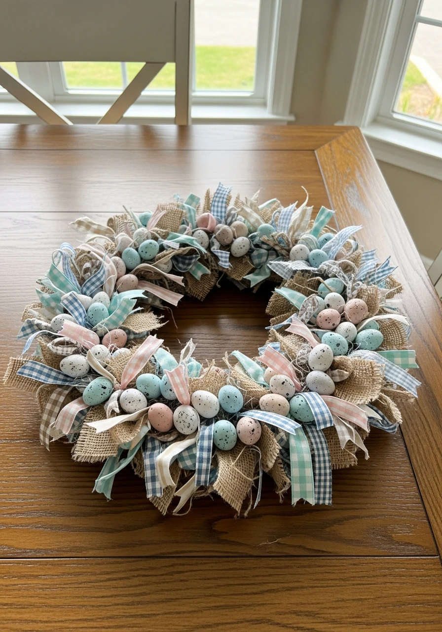 Scrap Wreath Centerpiece - 50 Best Easter Centerpiece Ideas for Your Home