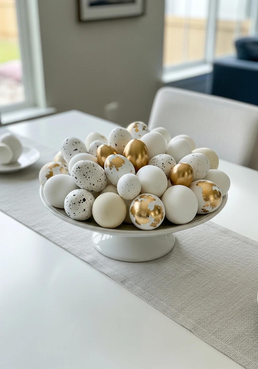 White And Gold Eggs - 50 Best Easter Centerpiece Ideas for Your Home