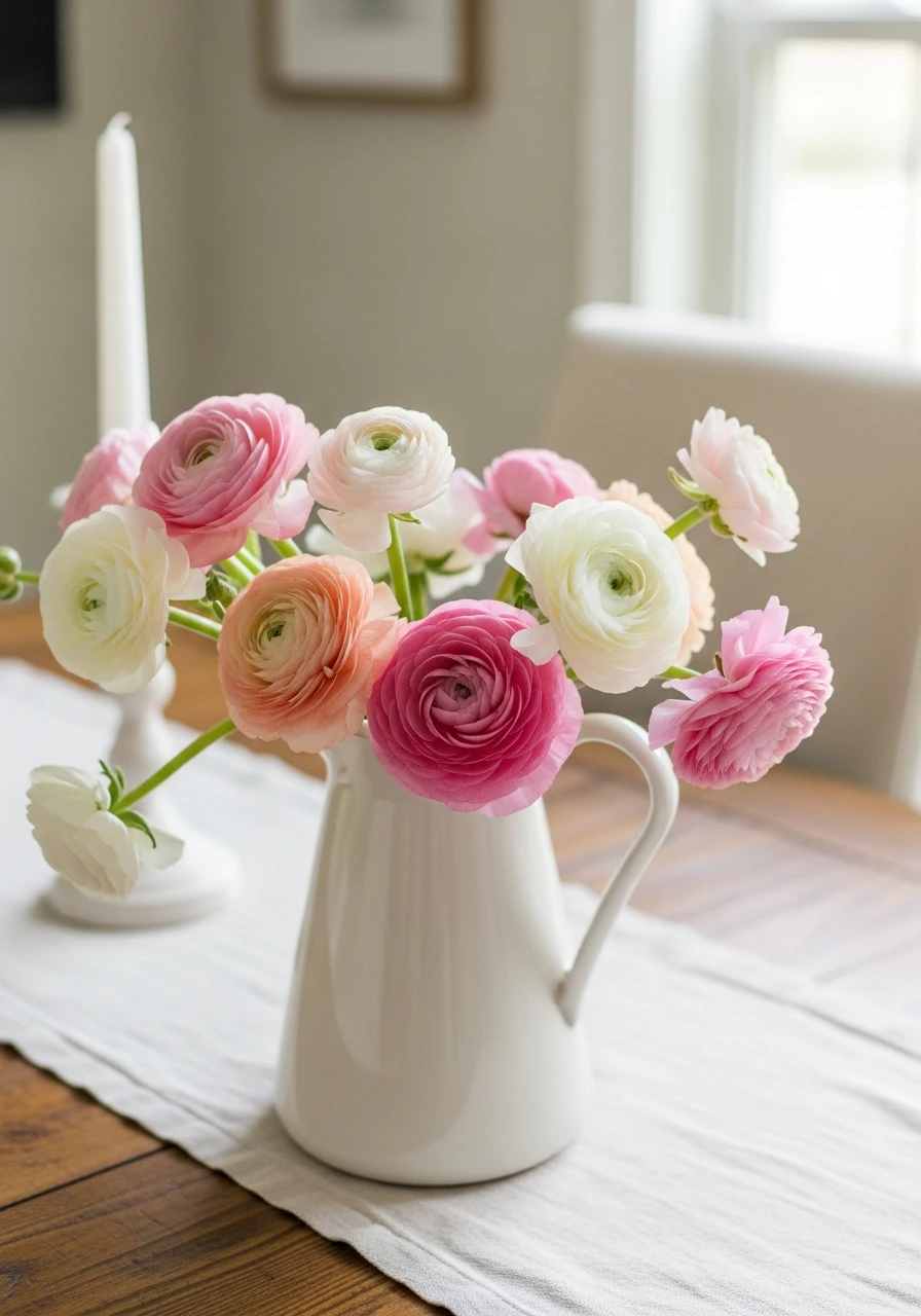 Ranunculus In A Pitcher - 50 Best Easter Centerpiece Ideas for Your Home