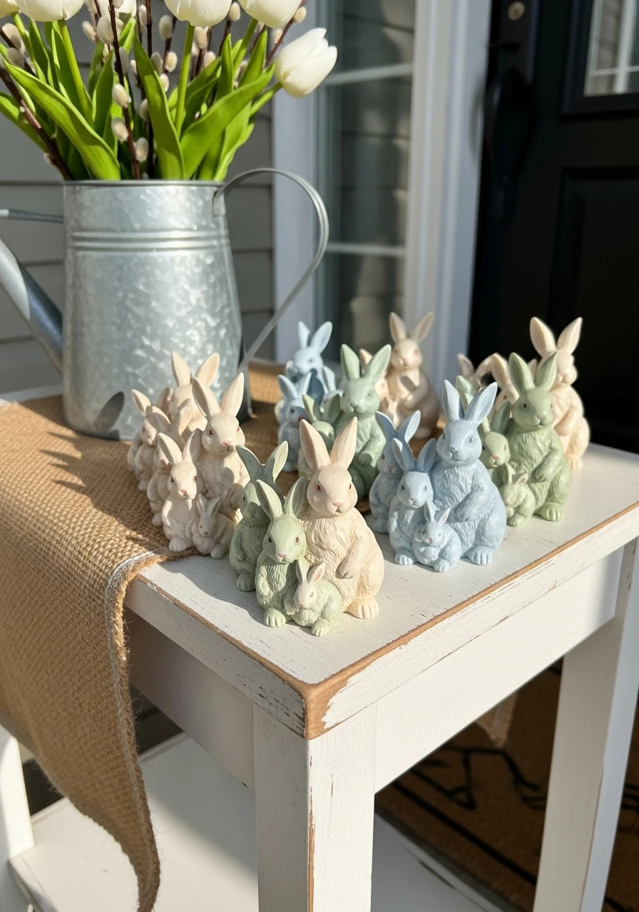 Group Small Bunny Figurines - 50 Best Easter Front Porch Decor Ideas That Look Expensive