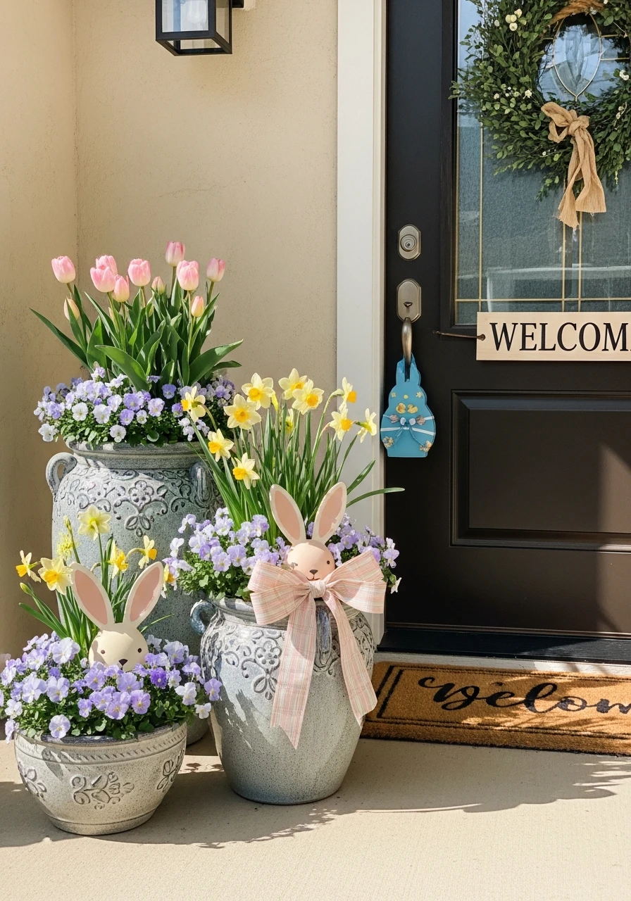 Fresh Spring Flower Planters - 50 Best Easter Front Porch Decor Ideas That Look Expensive