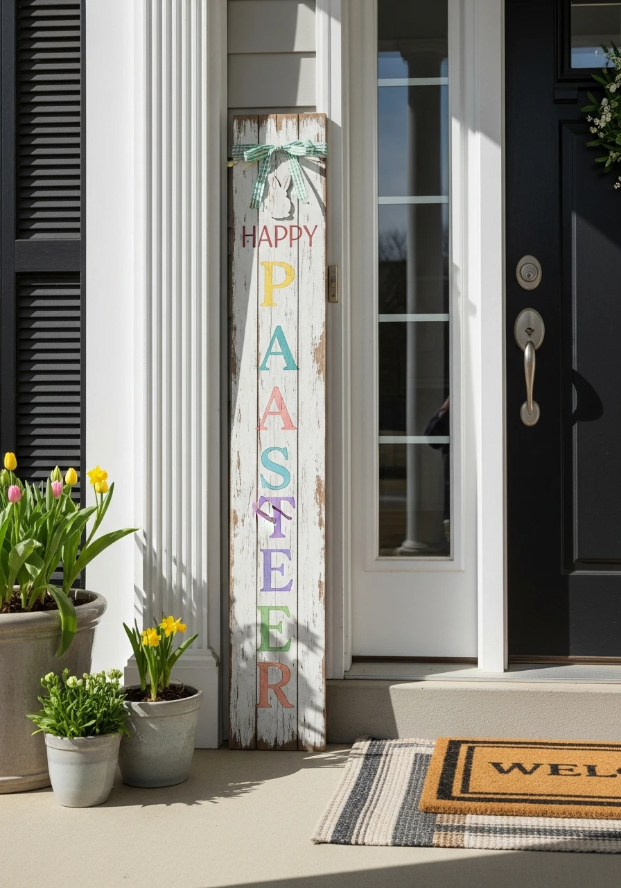 Simple Tall Easter Porch Sign - 50 Best Easter Front Porch Decor Ideas That Look Expensive