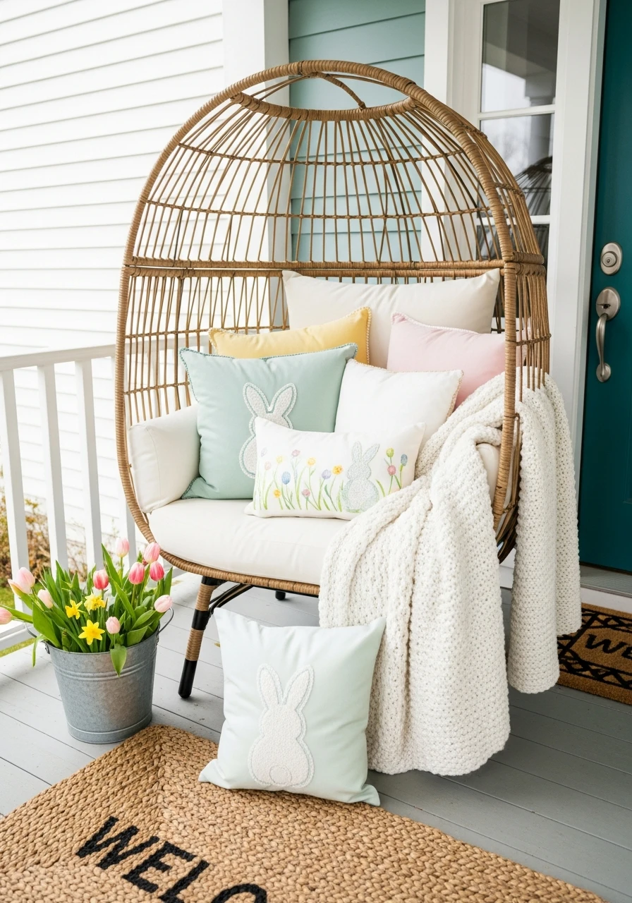 Cozy Egg Chair Cushion - 50 Best Easter Front Porch Decor Ideas That Look Expensive