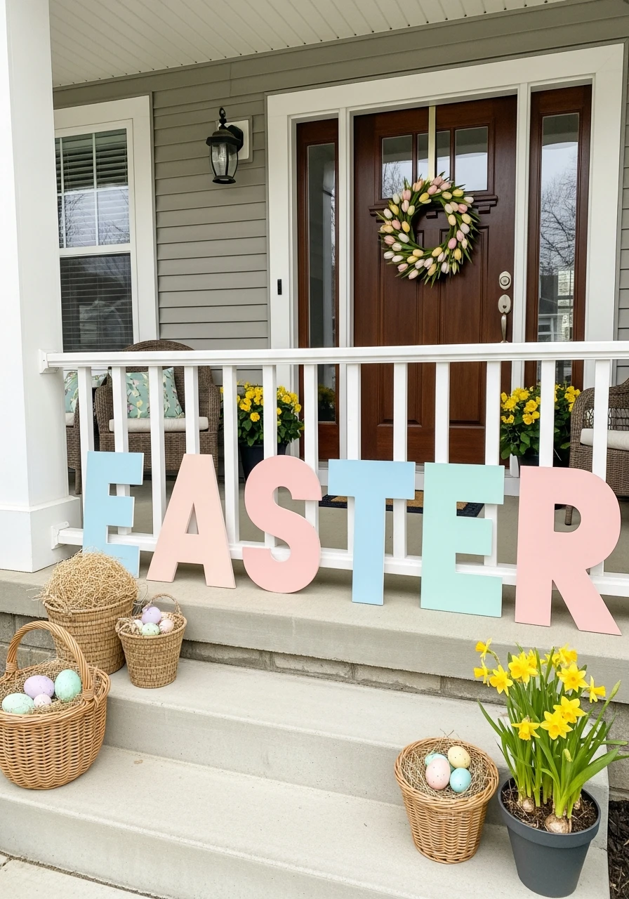 Oversized Easter Yard Letters - 50 Best Easter Front Porch Decor Ideas That Look Expensive
