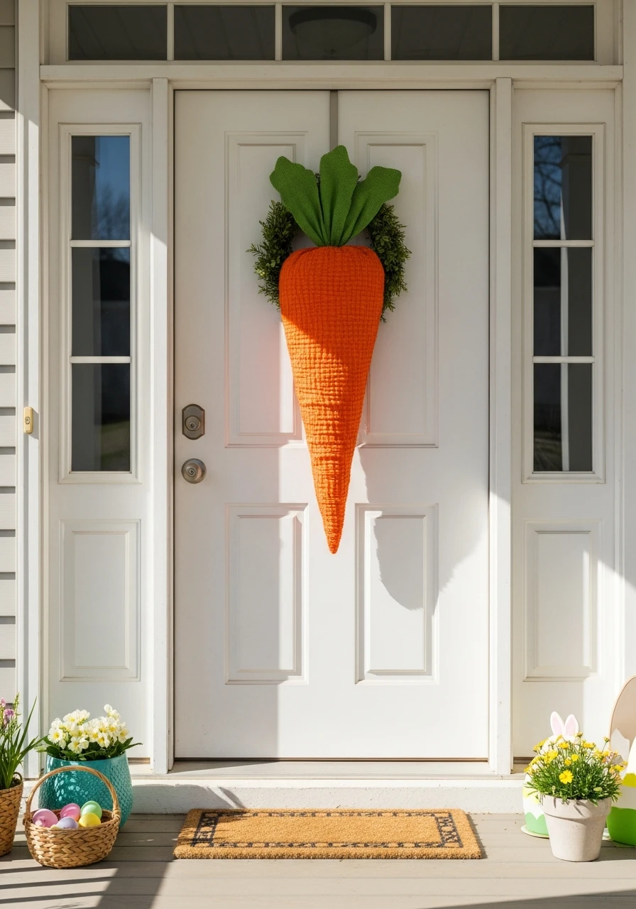 Handmade Carrot Door Hanger - 50 Best Easter Front Porch Decor Ideas That Look Expensive