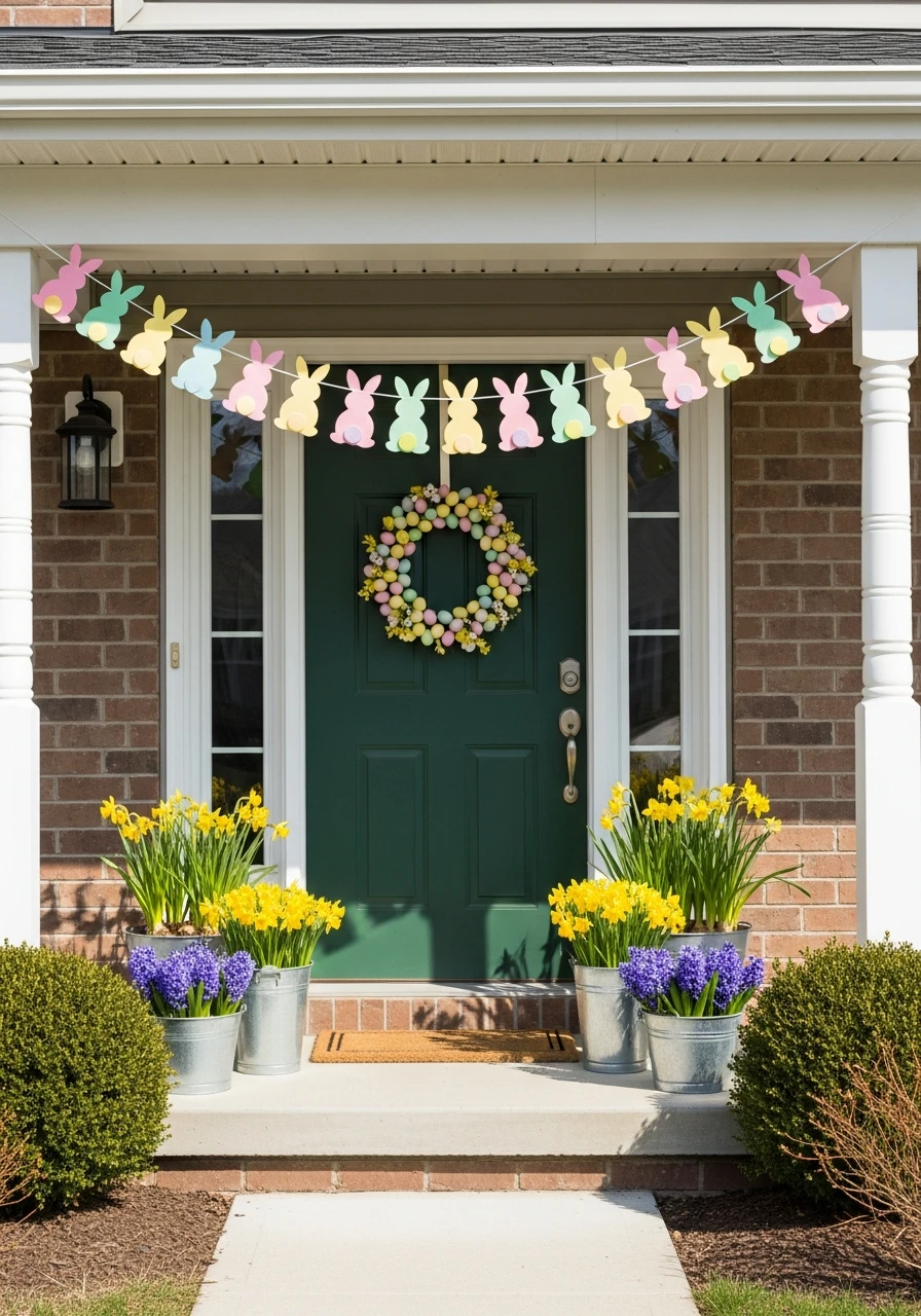 Bunny Theme Porch Banner - 50 Best Easter Front Porch Decor Ideas That Look Expensive