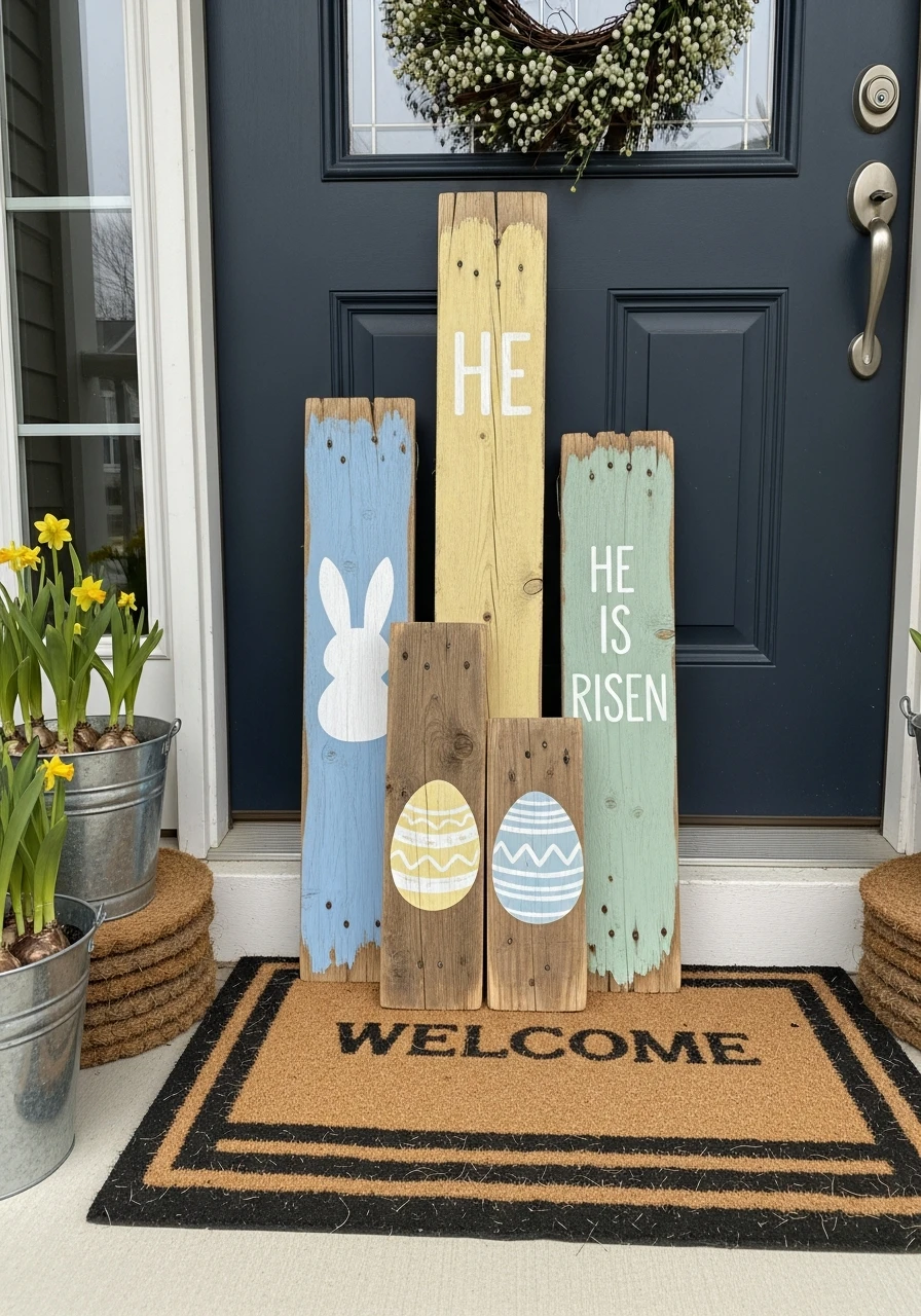 Repurposed Pallet Easter Signs - 50 Best Easter Front Porch Decor Ideas That Look Expensive
