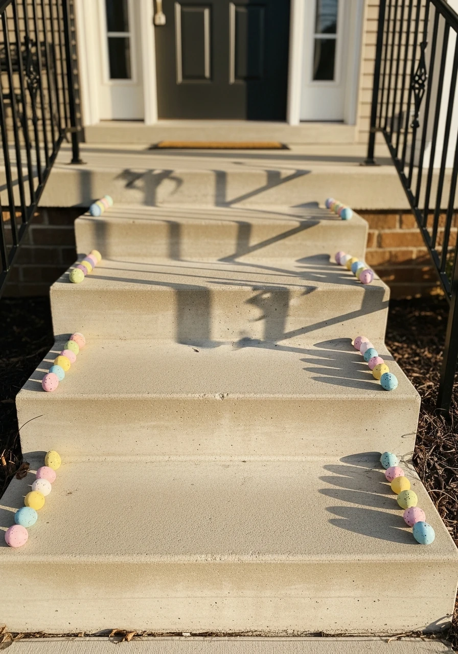 Line Steps With Eggs - 50 Best Easter Front Porch Decor Ideas That Look Expensive