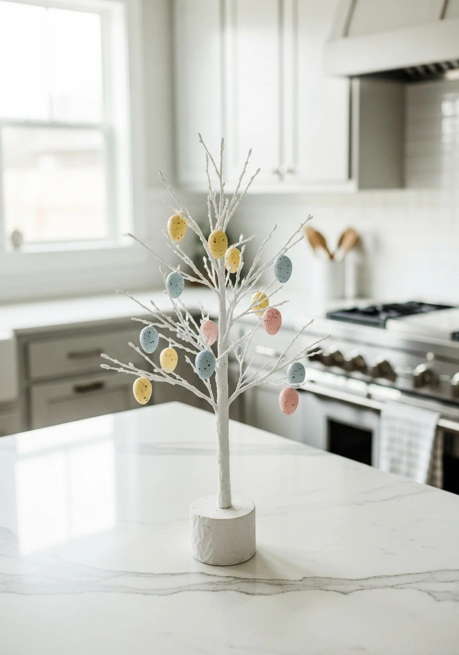 Mini Easter Egg Tree - 50 Budget-Friendly Easter Kitchen Decor Ideas You Can Do Today