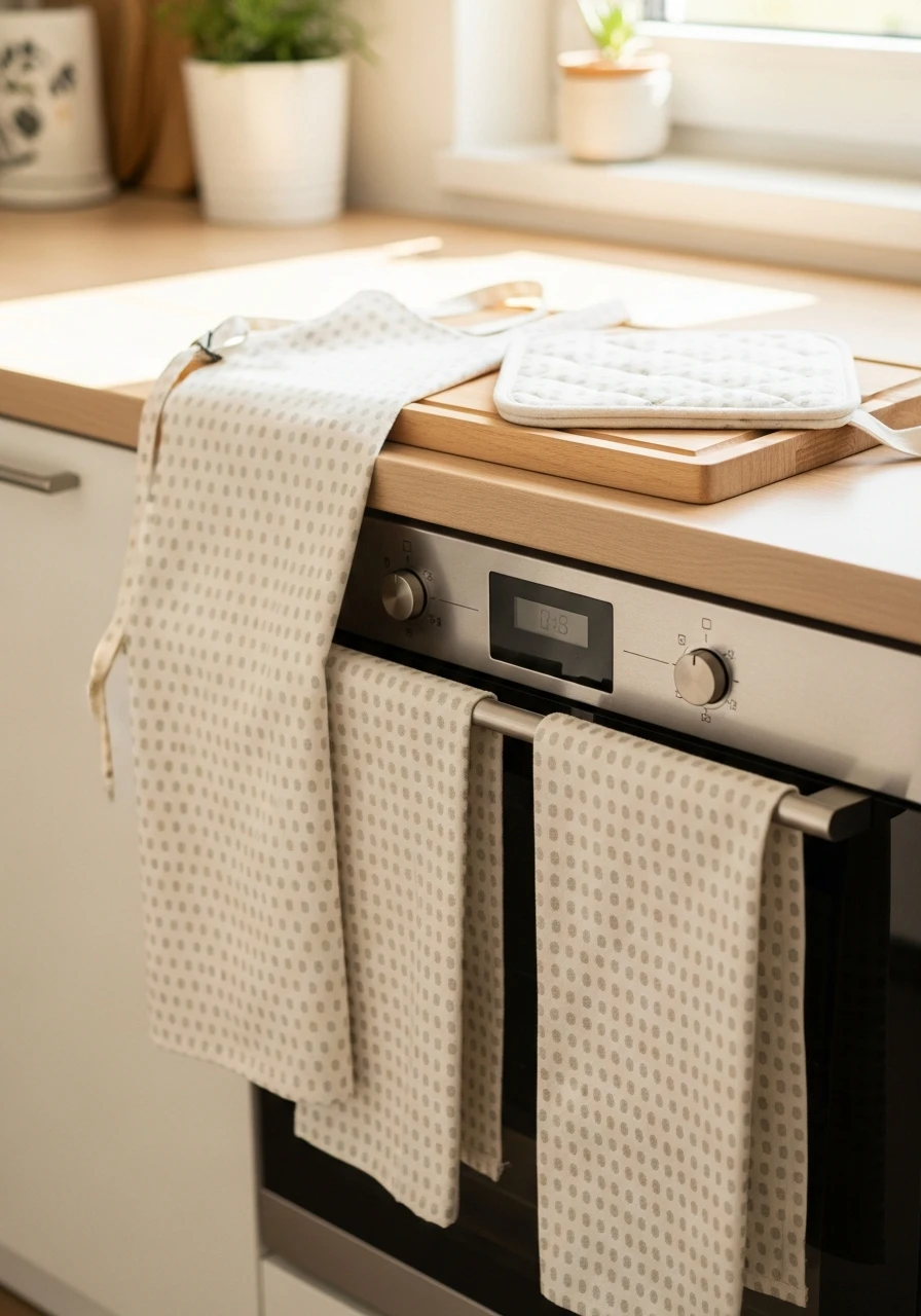 Egg Patterned Kitchen Textiles - 50 Budget-Friendly Easter Kitchen Decor Ideas You Can Do Today