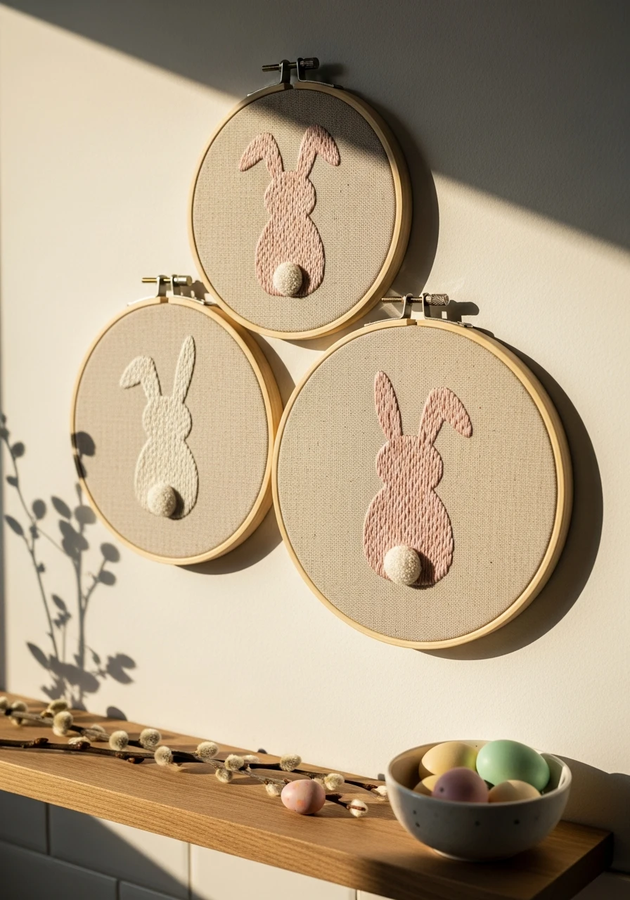 Bunny Hoop Wall Art - 50 Budget-Friendly Easter Kitchen Decor Ideas You Can Do Today