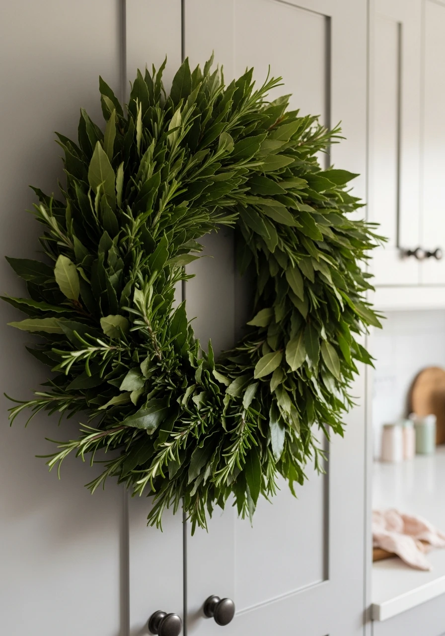 Herb Wreath Pantry Accent - 50 Budget-Friendly Easter Kitchen Decor Ideas You Can Do Today