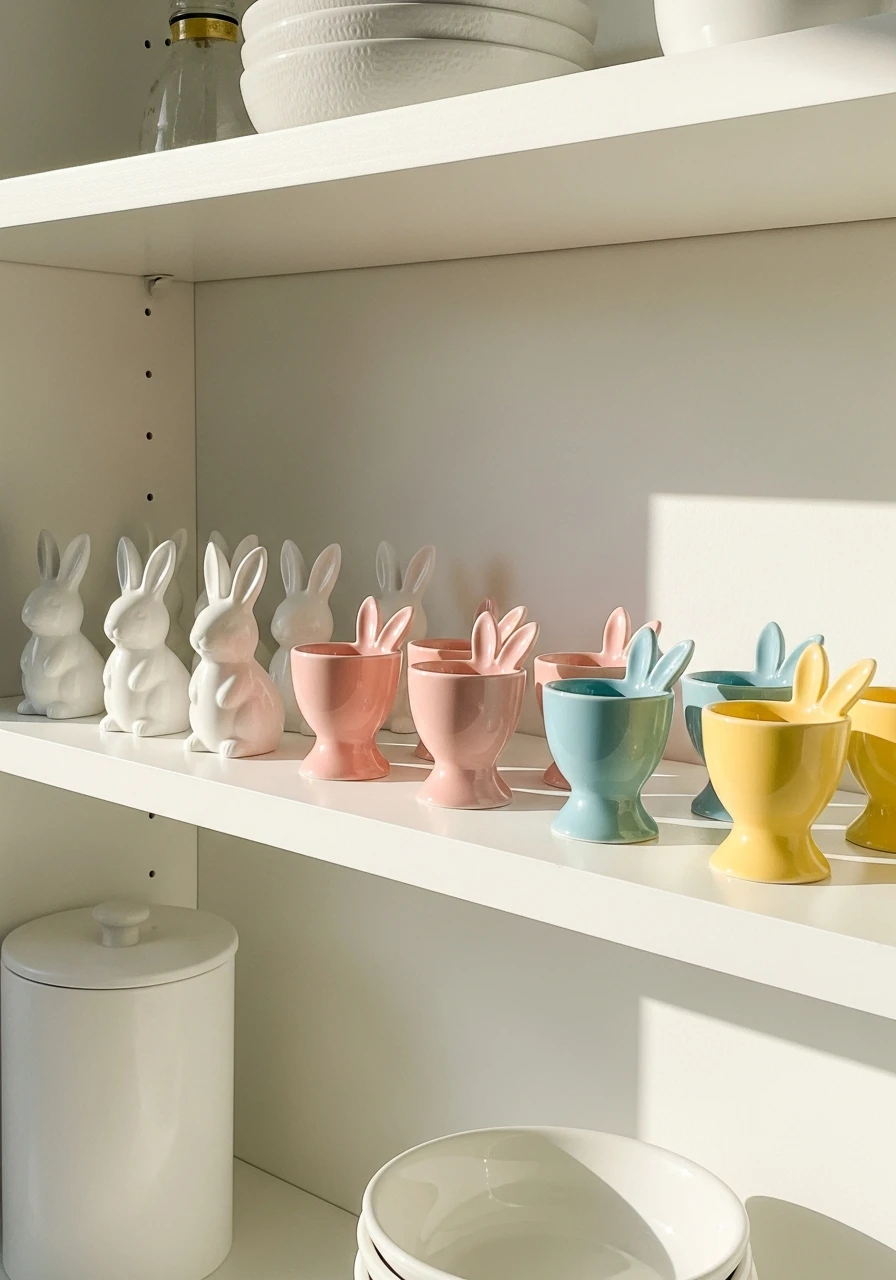 Bunny Egg Cup Decor - 50 Budget-Friendly Easter Kitchen Decor Ideas You Can Do Today
