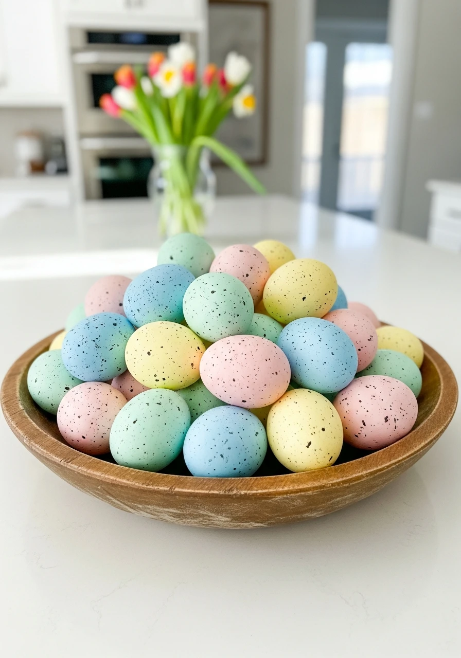 Decorative Egg Bowl Display - 50 Budget-Friendly Easter Kitchen Decor Ideas You Can Do Today