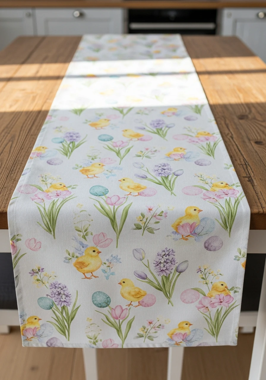 Floral Easter Table Runner - 50 Budget-Friendly Easter Kitchen Decor Ideas You Can Do Today