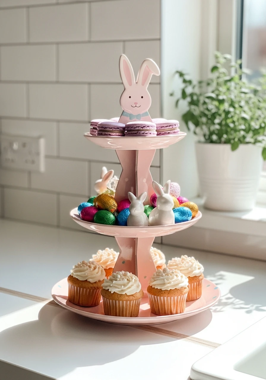 Bunny Cake Stand Decor - 50 Budget-Friendly Easter Kitchen Decor Ideas You Can Do Today