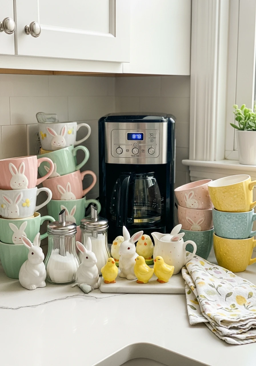 Festive Beverage Station Focus - 50 Budget-Friendly Easter Kitchen Decor Ideas You Can Do Today