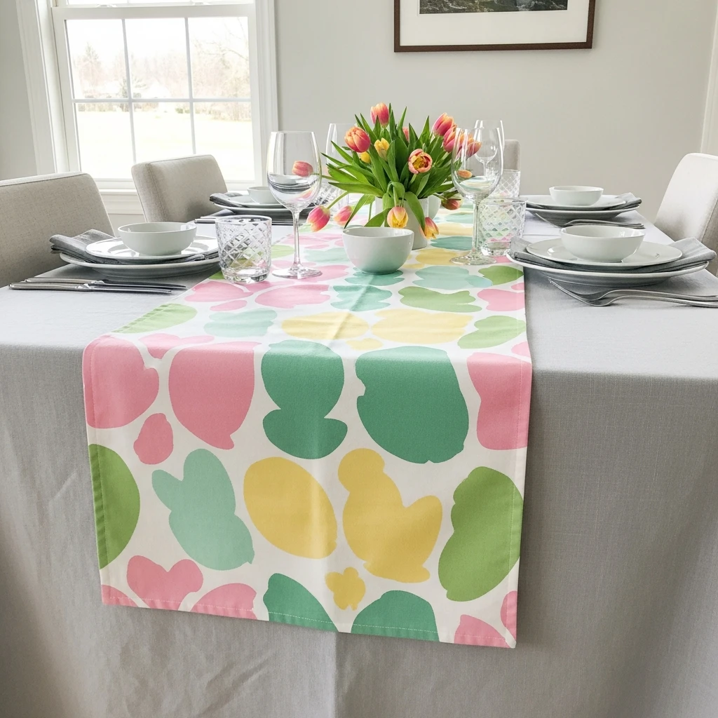 Runner over Neutral Cloth - 50 Budget-Friendly Easter Table Decor Ideas That Look High End