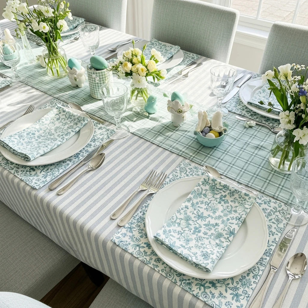 Mixed Patterns for Spring - 50 Budget-Friendly Easter Table Decor Ideas That Look High End
