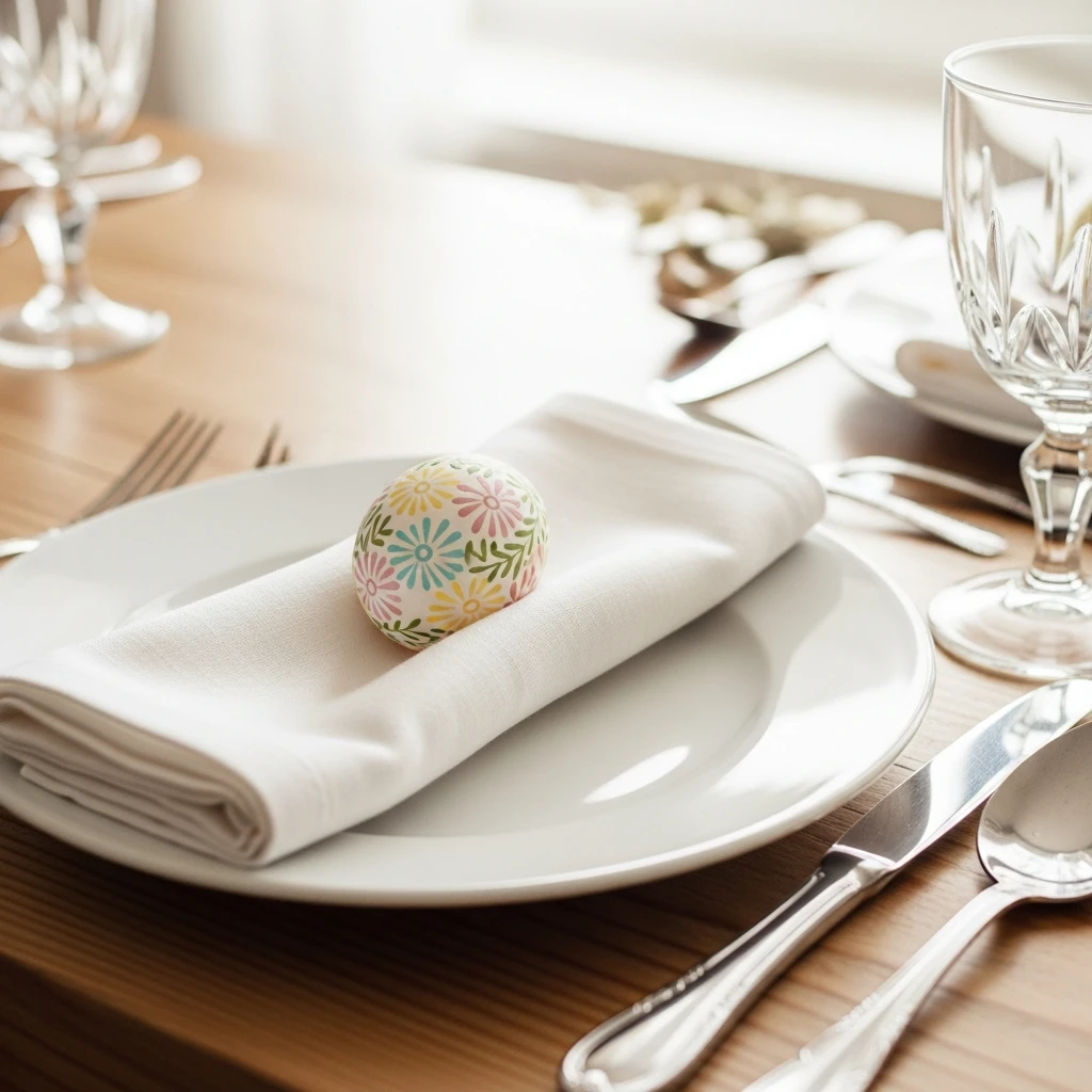 Painted Egg Place Setting - 50 Budget-Friendly Easter Table Decor Ideas That Look High End