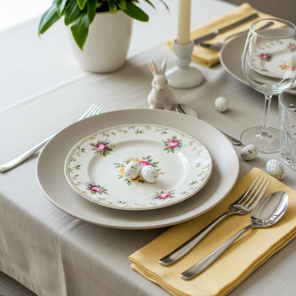 Floral Print Plates - 50 Budget-Friendly Easter Table Decor Ideas That Look High End