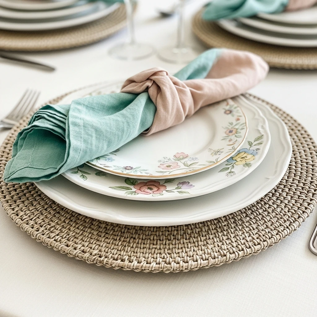 Layered Place Settings - 50 Budget-Friendly Easter Table Decor Ideas That Look High End