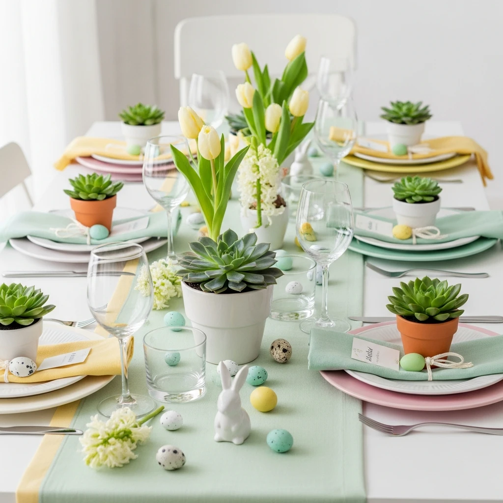 Mini Succulent Favors - 50 Budget-Friendly Easter Table Decor Ideas That Look High End