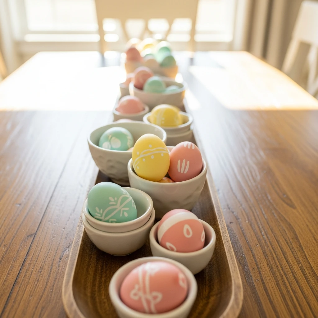 DIY Painted Egg Display - 50 Budget-Friendly Easter Table Decor Ideas That Look High End