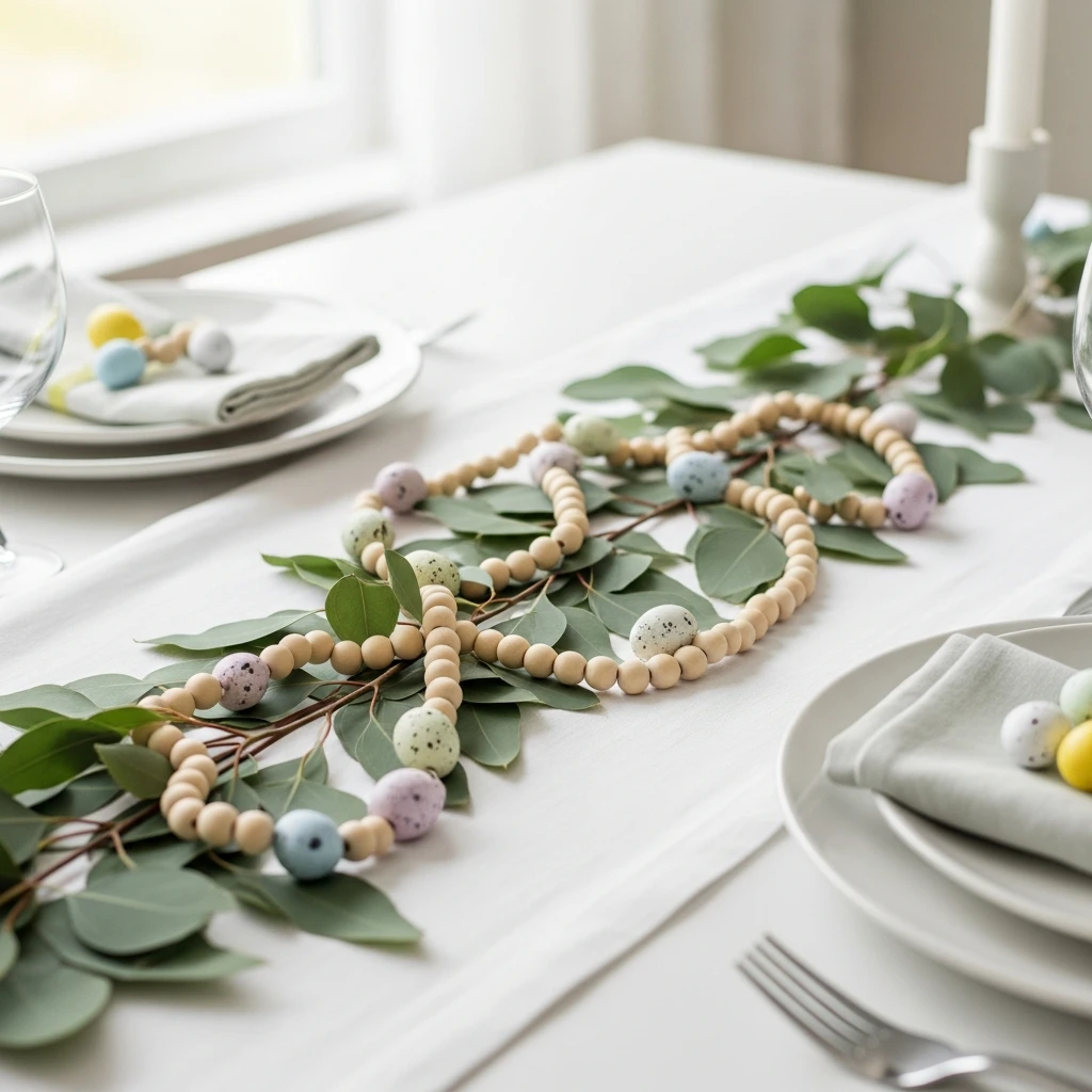 Egg and Bead Garland - 50 Budget-Friendly Easter Table Decor Ideas That Look High End