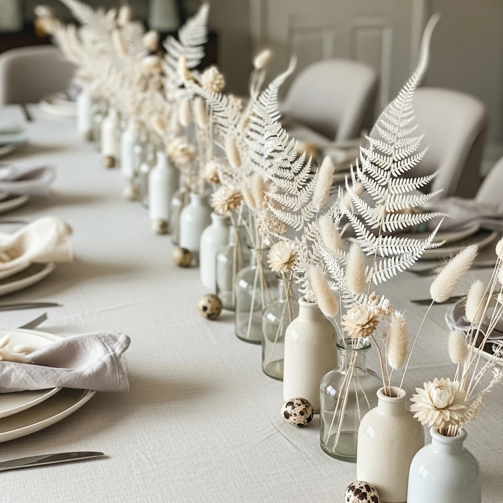 Dried Flower Mini Vases - 50 Budget-Friendly Easter Table Decor Ideas That Look High End