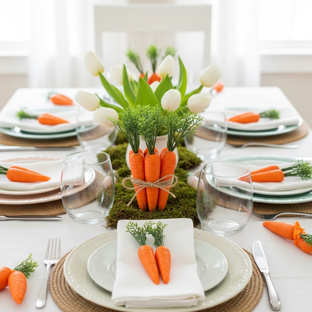Mini Carrot Decor - 50 Budget-Friendly Easter Table Decor Ideas That Look High End