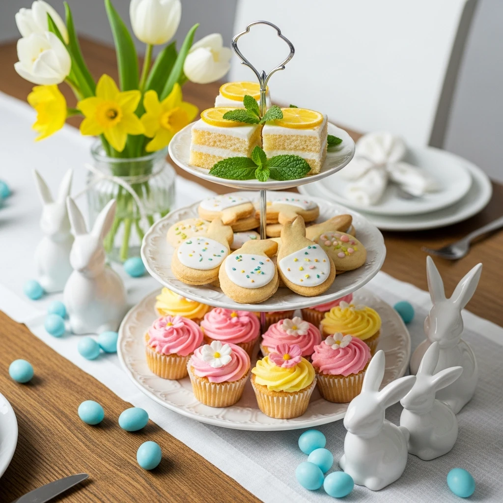 Easter Dessert Stand - 50 Budget-Friendly Easter Table Decor Ideas That Look High End