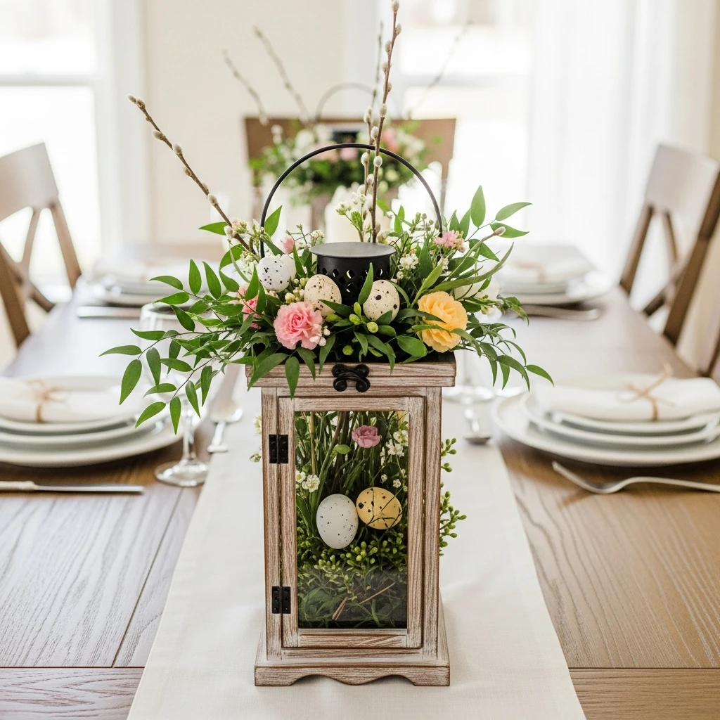 Lanterns with Greenery - 50 Budget-Friendly Easter Table Decor Ideas That Look High End