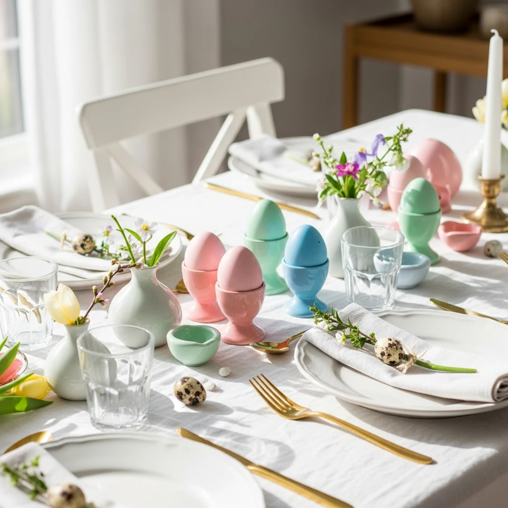 Retro Pastel Ceramics - 50 Budget-Friendly Easter Table Decor Ideas That Look High End