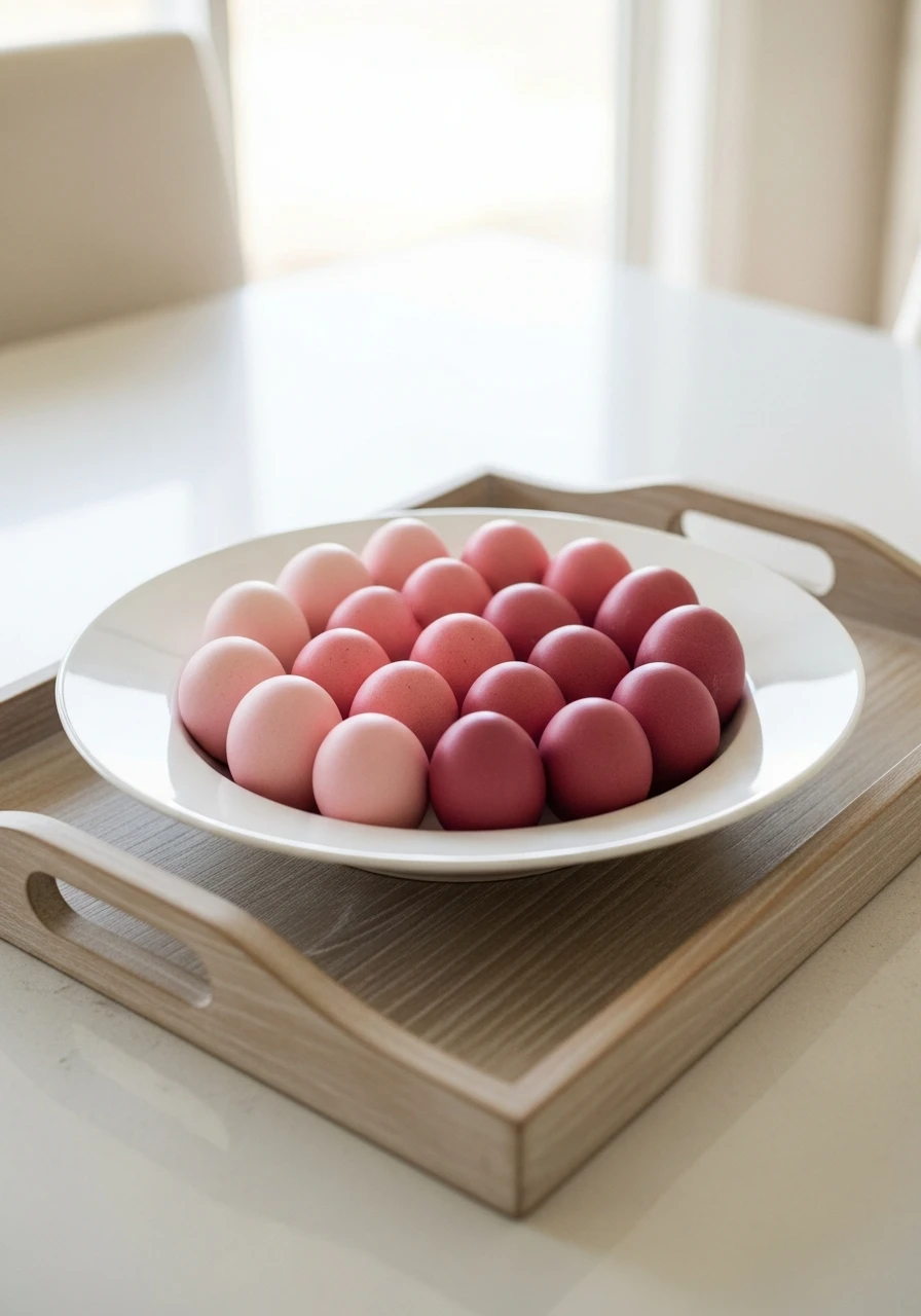 Ombre Eggs In A Shallow Bowl - 50 Easy Easter Tray Decor Ideas for a Stylish Spring Centerpiece
