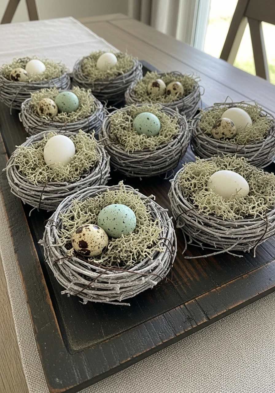 Eggs In Twigs And Lichen - 50 Easy Easter Tray Decor Ideas for a Stylish Spring Centerpiece