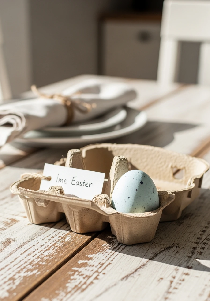 Egg Carton Place Cards - 50 Farmhouse Easter Decor Ideas That Look High-End
