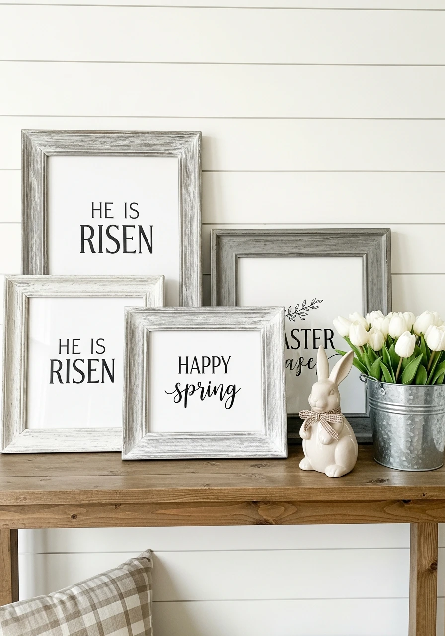 Framed Easter Quotes - 50 Farmhouse Easter Decor Ideas That Look High-End