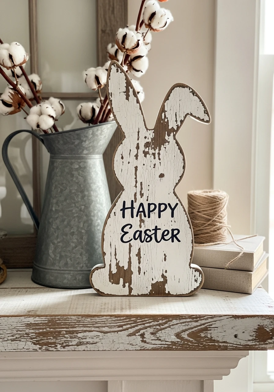 Wooden Bunny Silhouette Sign - 50 Farmhouse Easter Decor Ideas That Look High-End