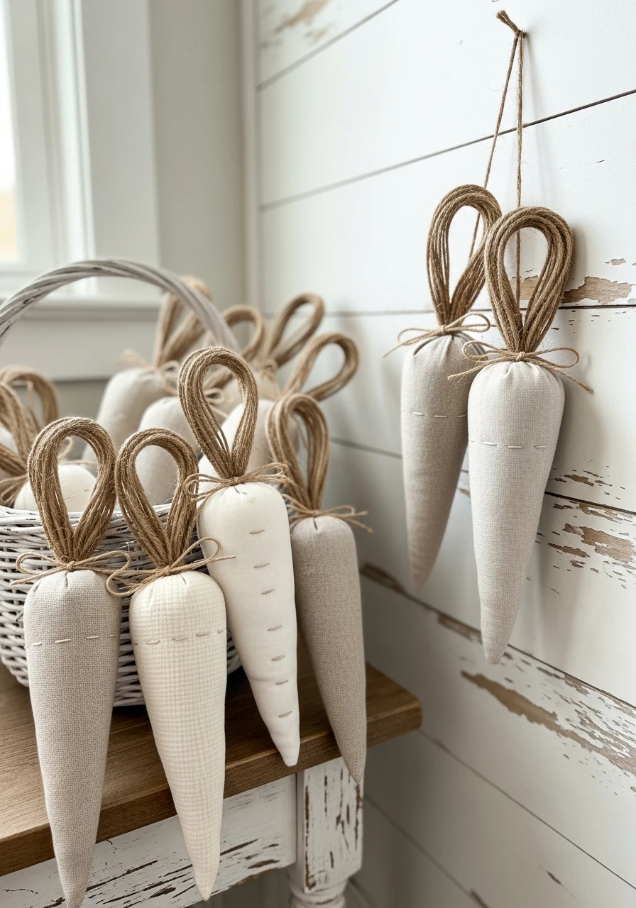 Fabric Carrot Wall Decor - 50 Farmhouse Easter Decor Ideas That Look High-End