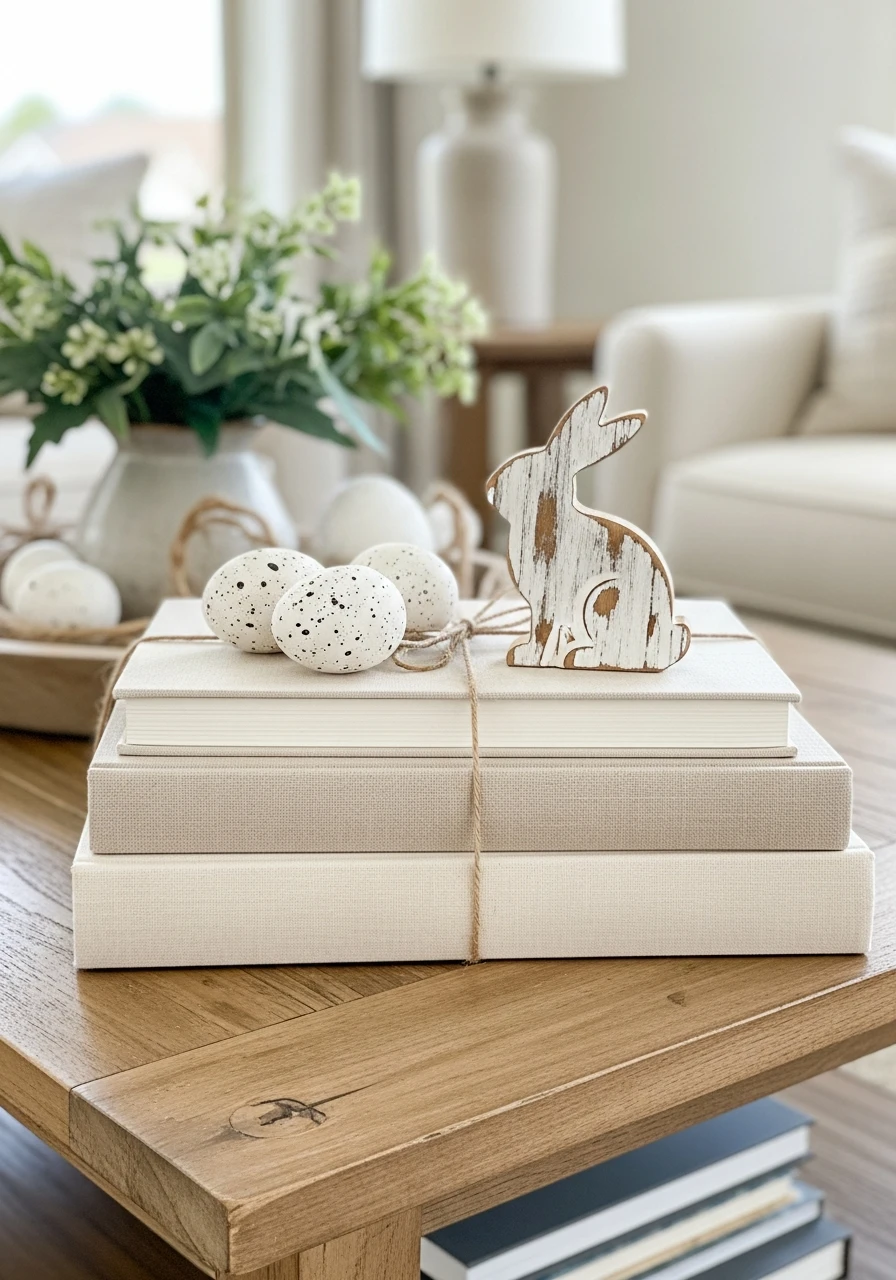 Easter Storybook Display - 50 Farmhouse Easter Decor Ideas That Look High-End