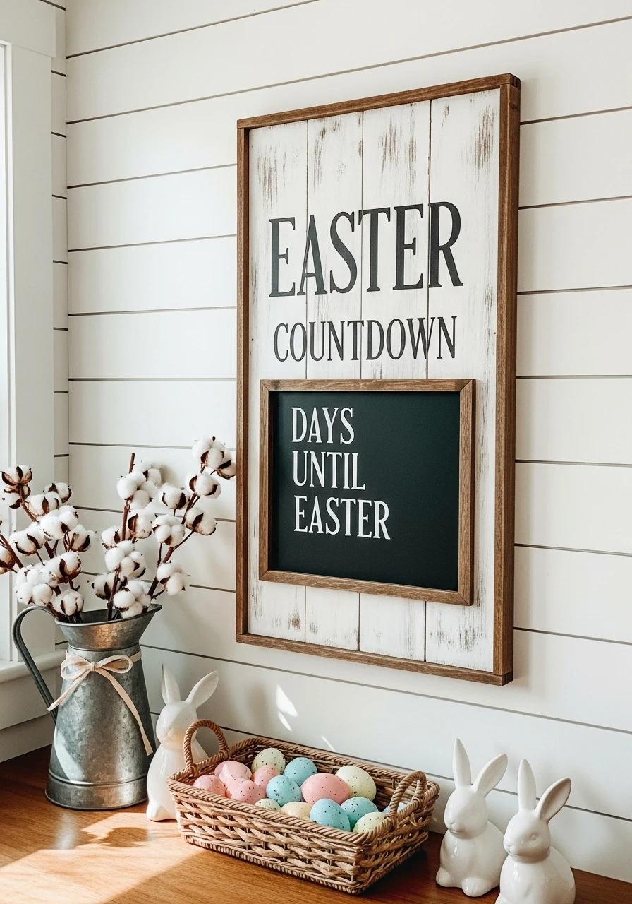 Easter Countdown Wood Sign - 50 Farmhouse Easter Decor Ideas That Look High-End