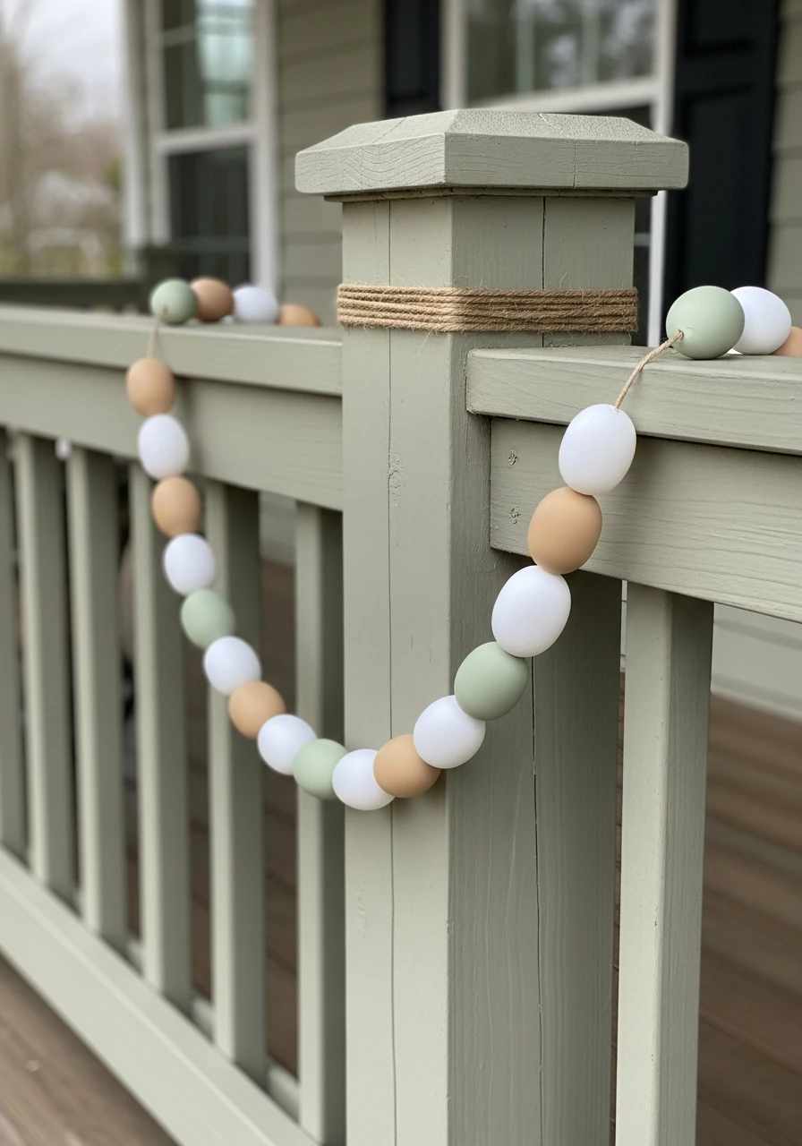 Outdoor Egg Garland - 50 Farmhouse Easter Decor Ideas That Look High-End