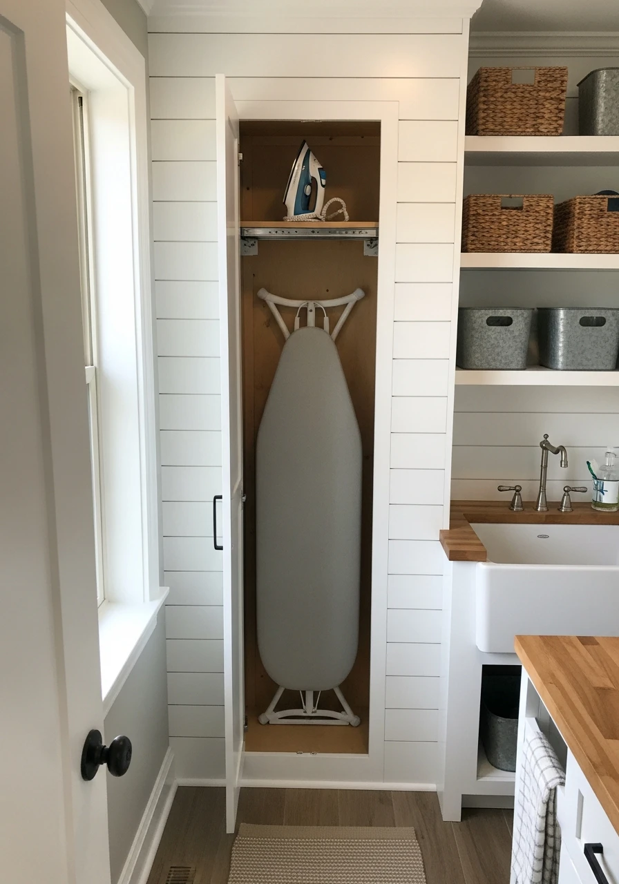 Hide the Ironing Board - 50 Budget Farmhouse Laundry Room Ideas That Work