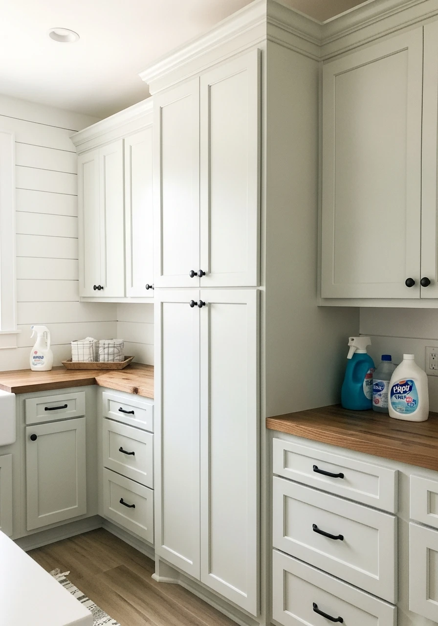 Floor-to-Ceiling Cabinets - 50 Budget Farmhouse Laundry Room Ideas That Work