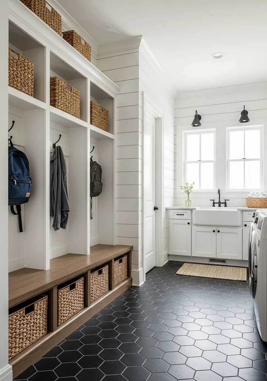 Laundry and Mudroom Combo - 50 Budget Farmhouse Laundry Room Ideas That Work