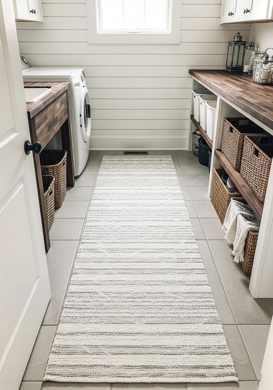 Washable Runner Rug - 50 Budget Farmhouse Laundry Room Ideas That Work