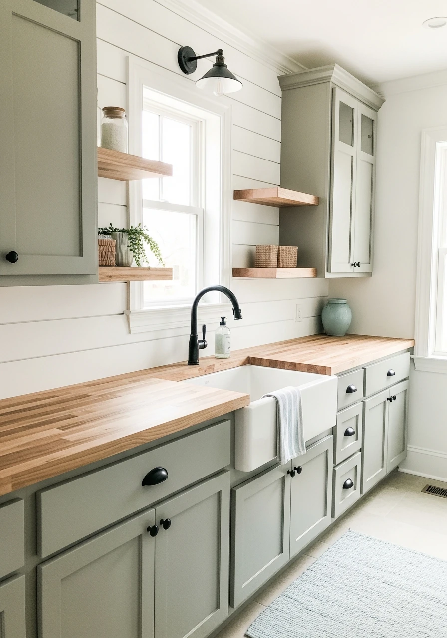 Soft Neutral Cabinet Colors - 50 Budget Farmhouse Laundry Room Ideas That Work