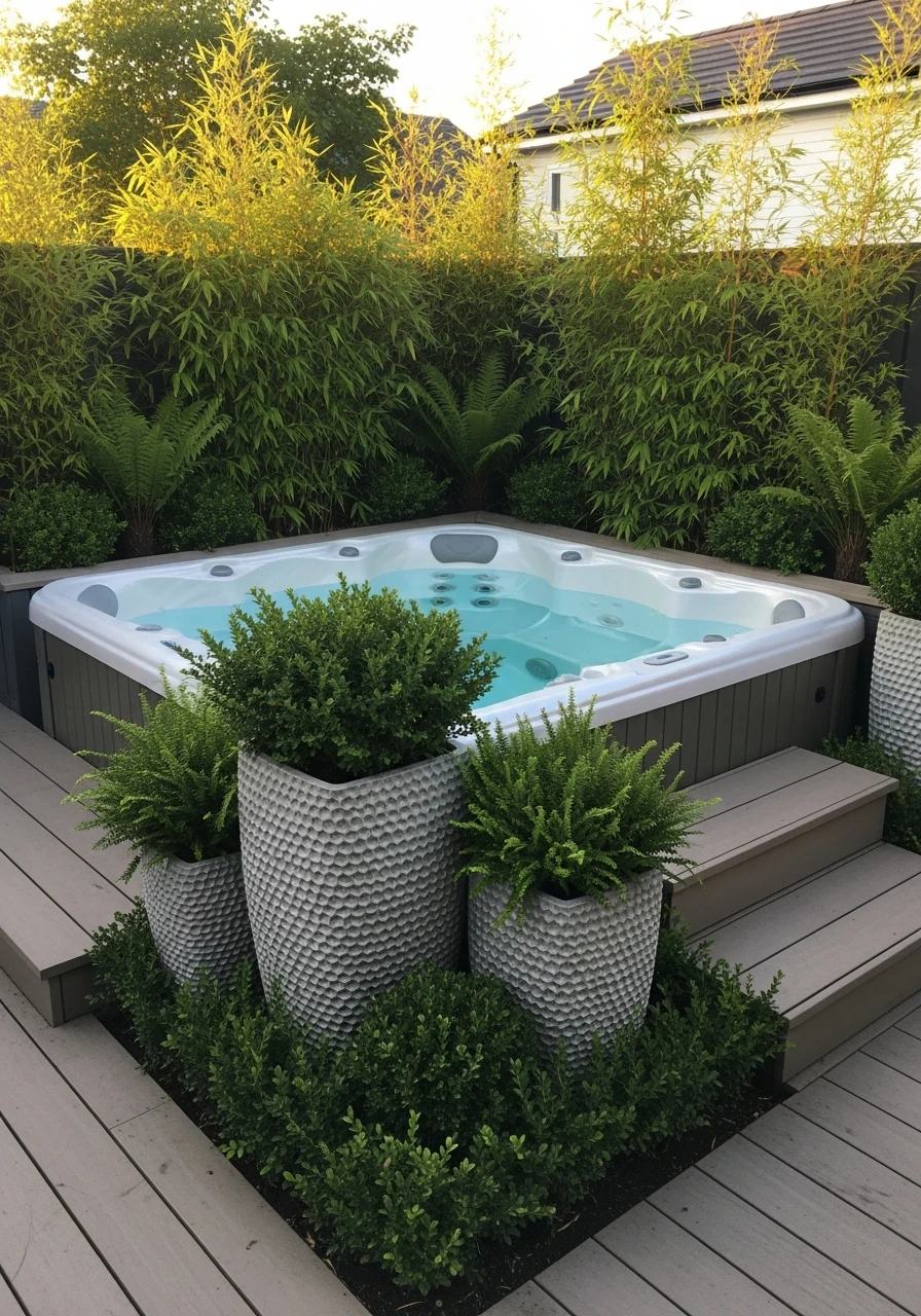 Soften With Greenery - 50 Hot Tub Ideas for Backyard Retreats (High-End Looks on a Budget)